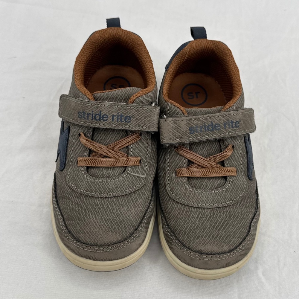 Munchkin Stride Rite Maxwell Gray/Brown Boys Sneakers Sz 10M Toddler Earth Tones
